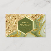 Gold Glitzer Sage Green Marble Makeup Artist Visitenkarte (Vorderseite)
