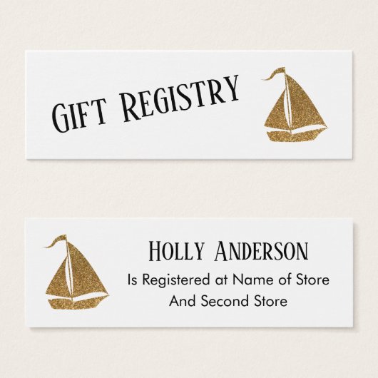 Gold Glitzer Sailboat Einfache Gift Registrierungs (Vorne & Hinten)