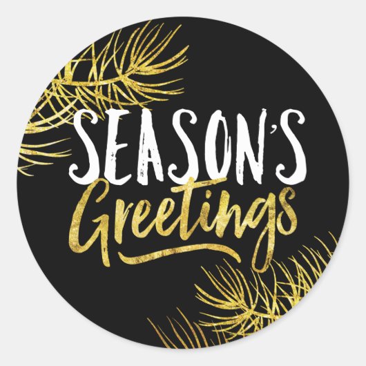 Gold Glitzer Saison Grüße Sticker (Vorderseite)
