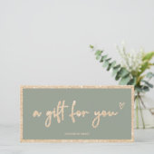 Gold Glitzer Salbei Logo Geschenkgutschein (Stehend Vorderseite)