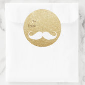 Gold Glitzer Santa Mustache Weihnachtsgeschenk Tag Runder Aufkleber (Tasche)