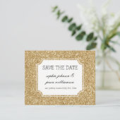 Gold Glitzer Save the Date (Stehend Vorderseite)
