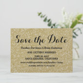 Gold Glitzer Save the Date einladen (Stehend Vorderseite)