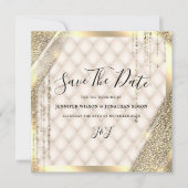 Gold Glitzer Save the Date Elfenbeineinladung (Vorderseite)