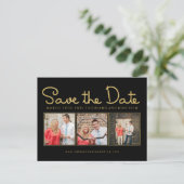 Gold Glitzer Save the Date Foto Postkarte (Stehend Vorderseite)