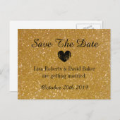 Gold Glitzer Save the Date Hochzeitskarte Ankündigungspostkarte (Vorne/Hinten)