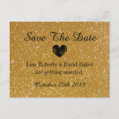 Gold Glitzer Save the Date Hochzeitskarte Ankündigungspostkarte (Vorderseite)