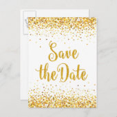 Gold-Glitzer Save the Date Modernes Textdesign Ankündigungspostkarte (Vorne/Hinten)