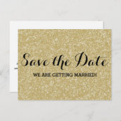 Gold Glitzer Save the Date Postkarte (Vorne/Hinten)