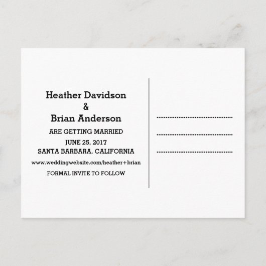 Gold Glitzer Save the Date Postkarte (Rückseite)