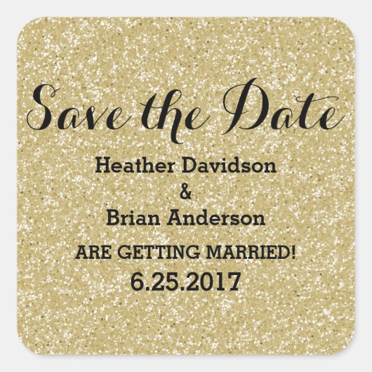 Gold Glitzer Save the Date Stickers (Vorderseite)