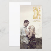 Gold-Glitzer Save the Date Typografie-Foto-Karten (Vorne/Hinten)