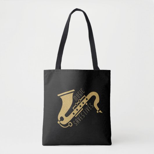 Gold Glitzer Saxophon Illustration - Maßgeschneide Tasche (Vorderseite)