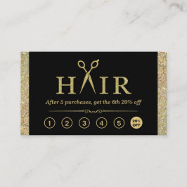 Gold Glitzer Schere Haarsalon Loyalty Punch Treuekarte