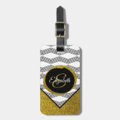 Gold-Glitzer-Schimmering-Anfangsbuchstaben Gepäckanhänger (Vorderseite vertikal)