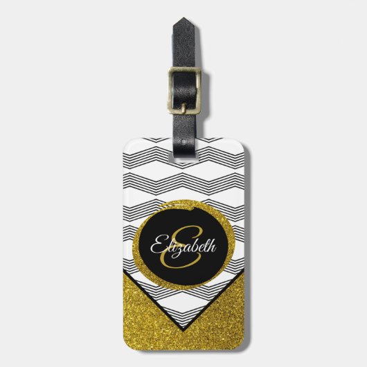 Gold-Glitzer-Schimmering-Anfangsbuchstaben Gepäckanhänger (Vorderseite vertikal)