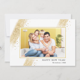 Gold Glitzer Schlaganfälle Happy New Years Foto Feiertagskarte