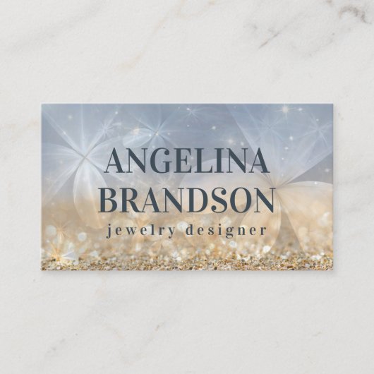 Gold Glitzer Schmuck Designer Mystical Blume Card Visitenkarte (Vorderseite)