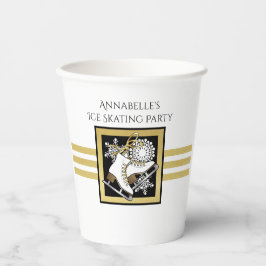 Gold Glitzer Schwarz-weiß Ice Skate Pappbecher