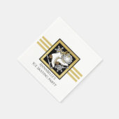 Gold Glitzer Schwarz-weiß Ice Skate Party Paper Serviette (Ecke)
