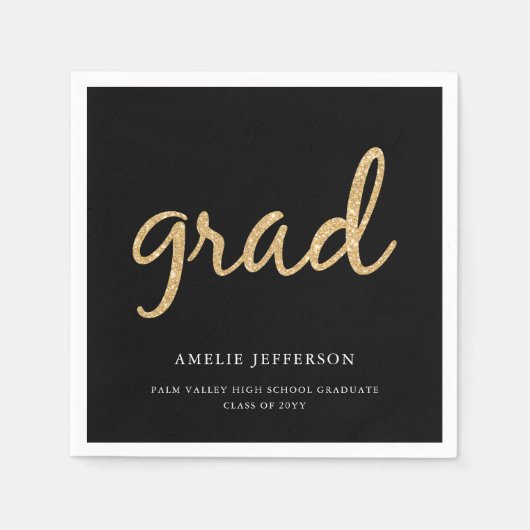 Gold Glitzer | Schwarzer Abschluss Serviette (Vorderseite)