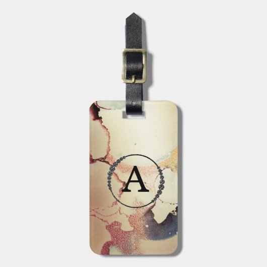 *~* Gold Glitzer Schwarzer Diamant Bling Gepäckanhänger (Vorderseite vertikal)