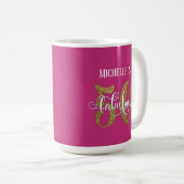 Gold Glitzer Script 50 & Fantastisch über Hot Pink Kaffeetasse (VorderseiteRechts)