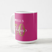 Gold Glitzer Script 50 & Fantastisch über Hot Pink Kaffeetasse (Vorderseite Links)