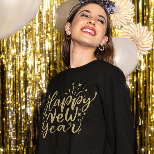 Gold Glitzer Script glücklich Neues Jahr Sweatshirt