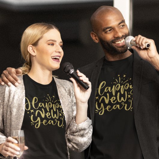 Gold Glitzer Script glücklich Neues Jahr T-Shirt