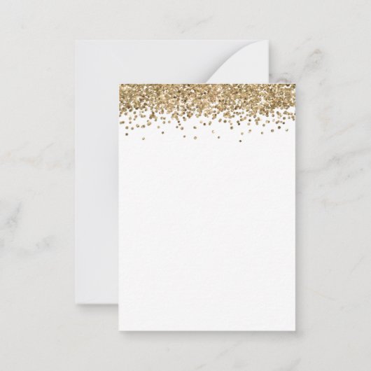 Gold Glitzer Script Hochzeit RSVP Einschließung Mitteilungskarte (Rückseite)