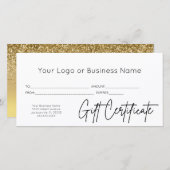 Gold Glitzer Script Logo Geschenkgutschein (Vorne/Hinten)