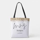 Gold Glitzer Script Mrs. Name Date Bride Tasche (Rückseite)