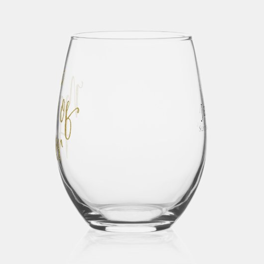 Gold Glitzer Script Name Datum Trauzeugin Geschenk Weinglas Ohne Stiel (Links)