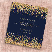 Gold Glitzer Script Navy Blue Cheers 30. Party Weinetikett