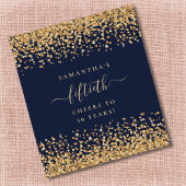Gold Glitzer Script Navy Blue Cheers 50. Party Weinetikett