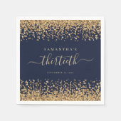 Gold Glitzer Script Navy Blue Glam 30. Party Serviette (Vorderseite)