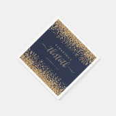 Gold Glitzer Script Navy Blue Glam 30. Party Serviette (Ecke)