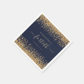 Gold Glitzer Script Navy Blue Glam 40. Party Serviette (Ecke)