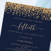 Gold Glitzer Script Navy Blue Glam 50. Party Einladung