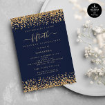 Gold Glitzer Script Navy Blue Glam 50. Party Einladung<br><div class="desc">Elegant Gold Glitzer Script Navy Blue Glam 50. Party. Verfügbar in digitaler Form und gedruckt. Ein wenig funkelnd in der Feier Ihres fünfzigsten Geburtstages, ein Imitat Glitzer Rand ist auf jeder Seite oben und unten auf einem klassischen marinen Hintergrund, und fünfzig ist in einem stilvollen Drehbuch mit Swashes. Personalisieren Sie...</div>