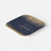 Gold Glitzer Script Navy Blue Glam 50. Party Pappteller (Gewinkelt)