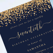 Gold Glitzer Script Navy Blue Glam 70. Party Einladung