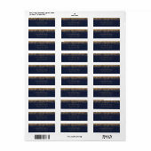Gold Glitzer Script Navy Blue Name Rücksendeadress (Vorne)