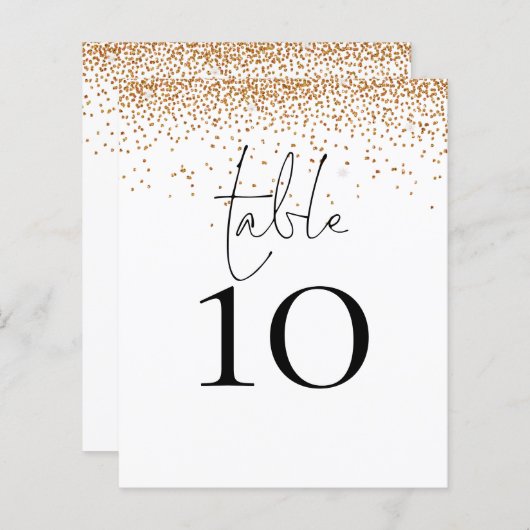 Gold Glitzer Script Wedding Tischnummer (Vorne/Hinten)