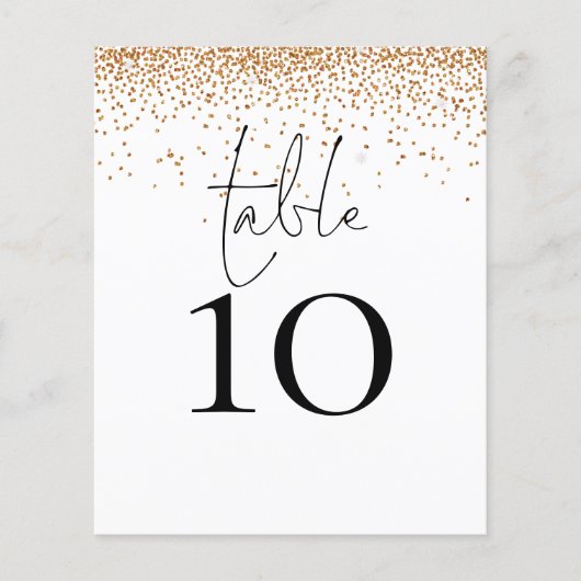 Gold Glitzer Script Wedding Tischnummer (Vorderseite)
