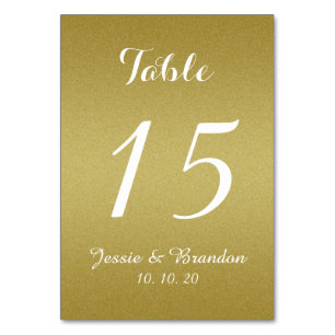Gold Glitzer Script Wedding Tischnummer Card
