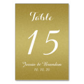 Gold Glitzer Script Wedding Tischnummer Card (Vorderseite)