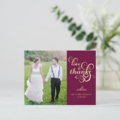 Gold Glitzer Script Wedding Vielen Dank Postcard Postkarte (Stehend Vorderseite)