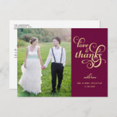 Gold Glitzer Script Wedding Vielen Dank Postcard Postkarte (Vorne/Hinten)